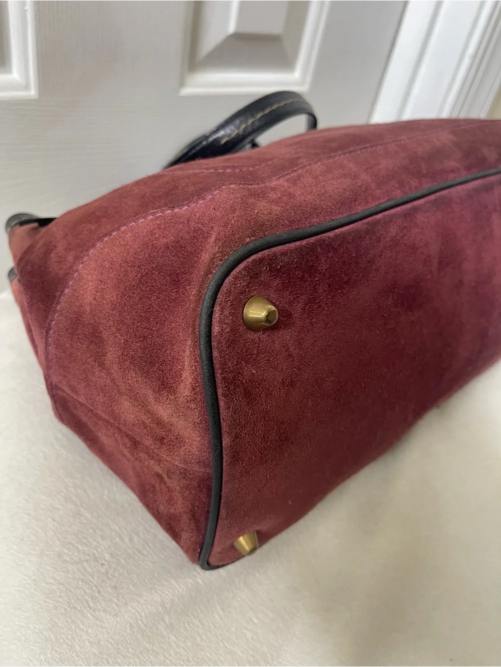 Coach Hamptons suede Bag with Black Leather Trim